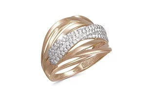 Кольцо Дорожка из красного золота с 97 фианитами