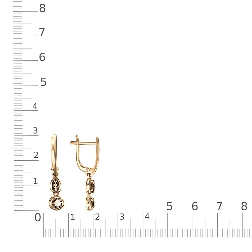 Серьги из жёлтого золота с 4 раухтопазами