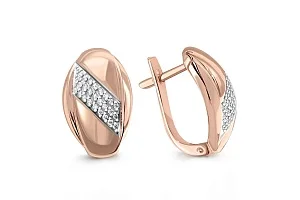 Серьги из красного золота с 54 фианитами