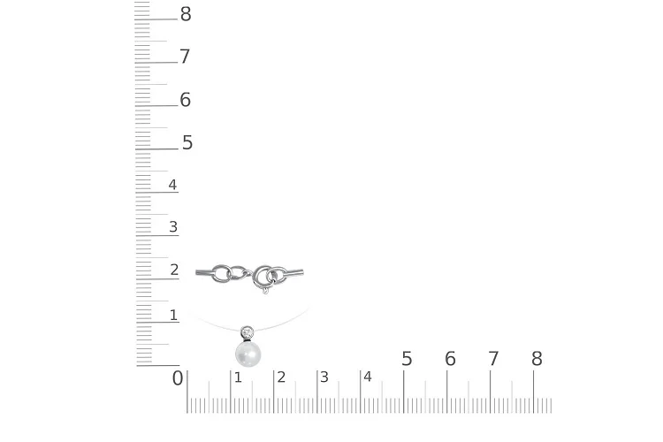 Колье из белого золота с жемчугом и фианитом