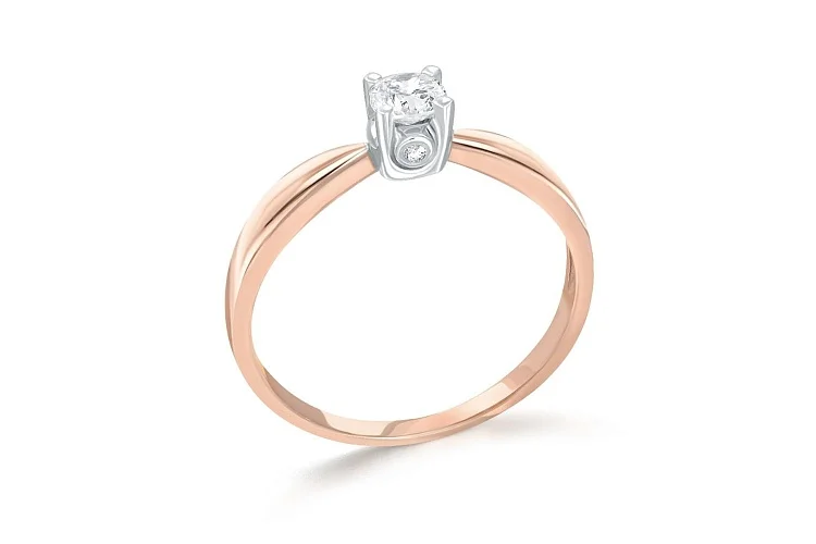 Кольцо из красного золота с 3 бриллиантами