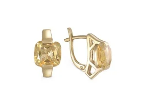 Серьги из жёлтого золота с 2 цитринами