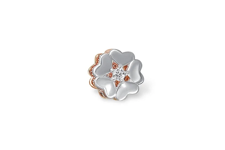 Подвеска Цветок из красного золота с бриллиантом и рубином