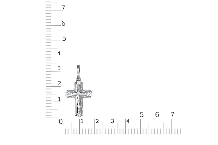 Крест из белого золота с 4 фианитами