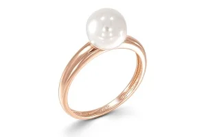 Кольцо из красного золота с жемчугом