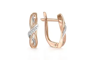 Серьги из красного золота с 10 фианитами