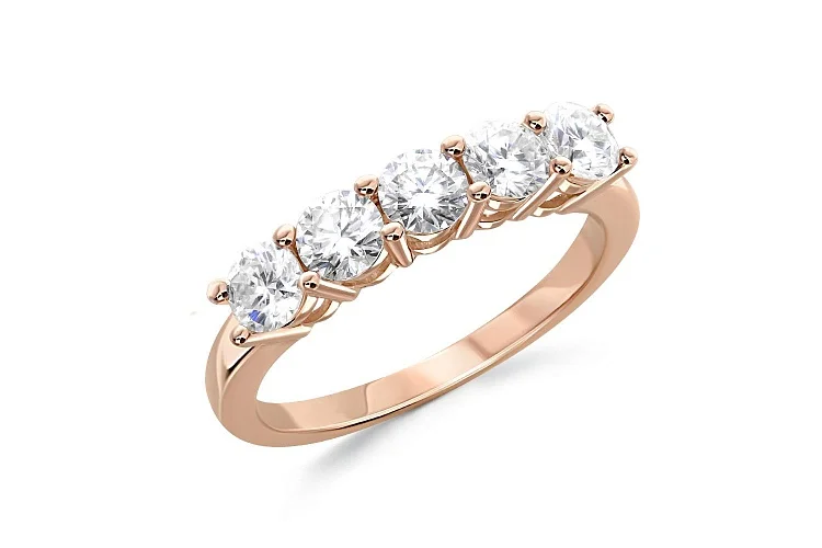 Кольцо Дорожка из красного золота с 5 бриллиантами