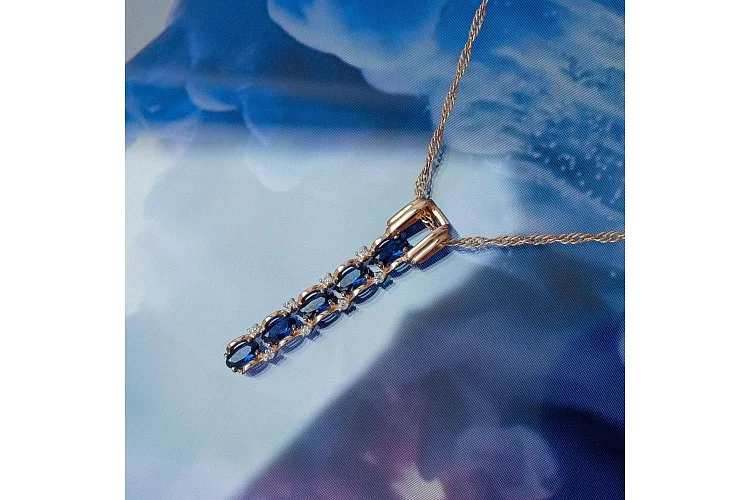 Подвеска Дорожка из красного золота с 13 фианитами