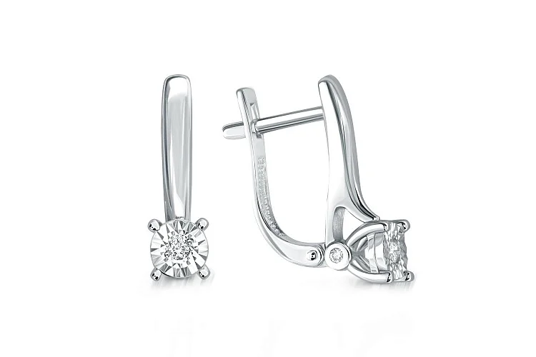 Серьги из белого золота с 6 бриллиантами