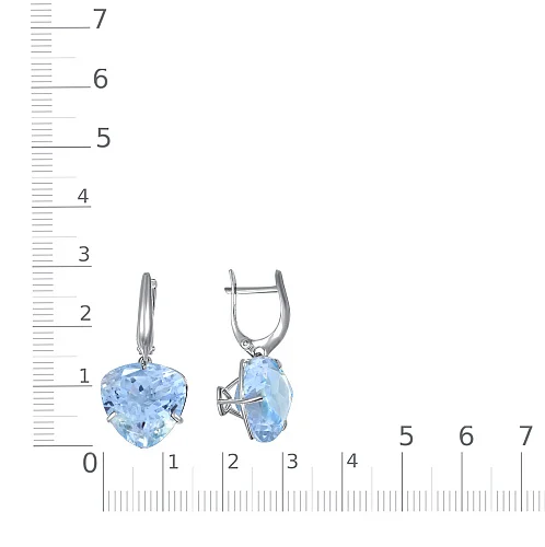 Серьги из белого золота с 2 топазами sky