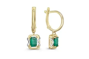 Серьги из жёлтого золота с 2 изумрудами