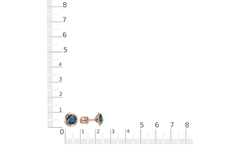 Серьги-пусеты из красного золота с 2 топазами лондон