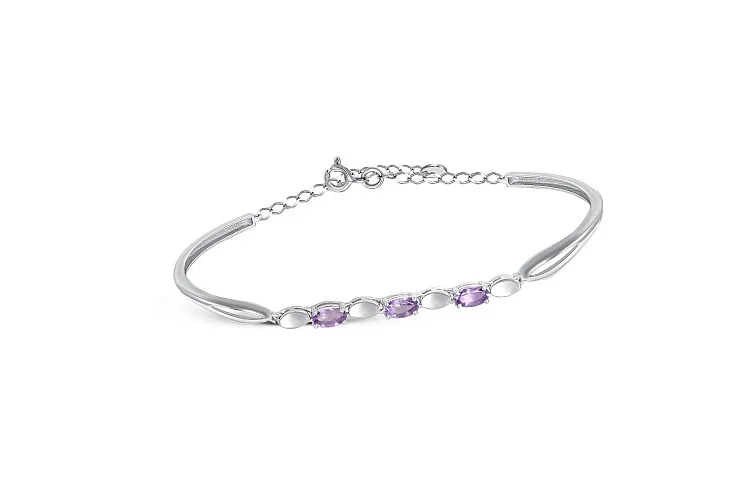 Браслет из белого золота с 3 аметистами