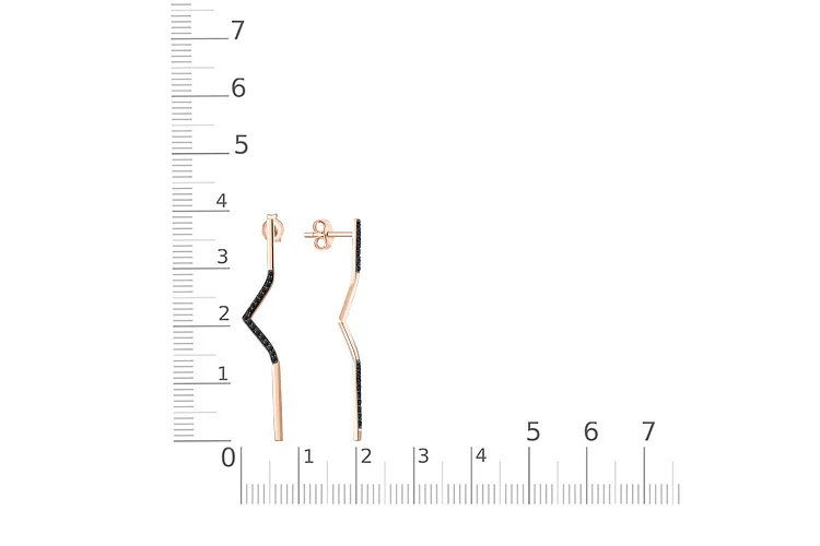 Серьги-пусеты из красного золота с 33 фианитами