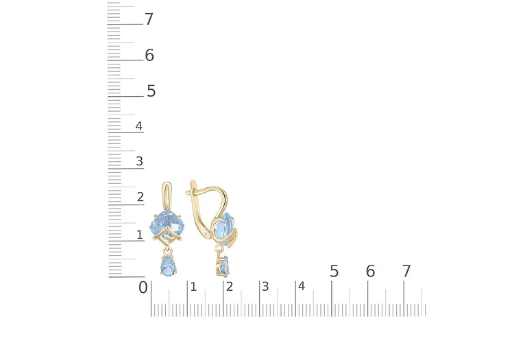 Серьги из жёлтого золота с 4 топазами sky