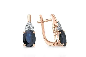 Серьги из красного золота с 2 сапфирами и 6 бриллиантами