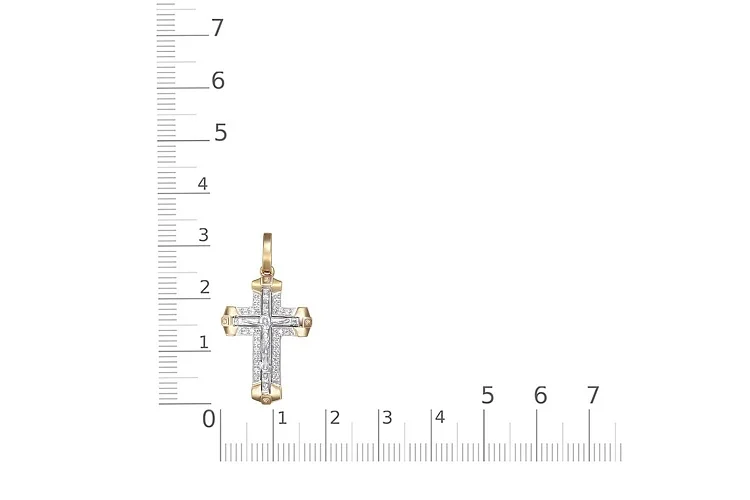 Крест из жёлтого золота с 26 фианитами