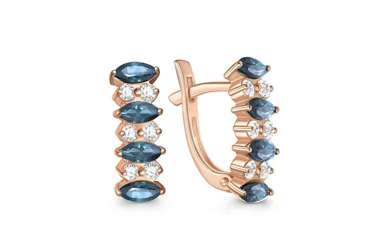 Серьги Дорожки из красного золота с 20 топазами лондон