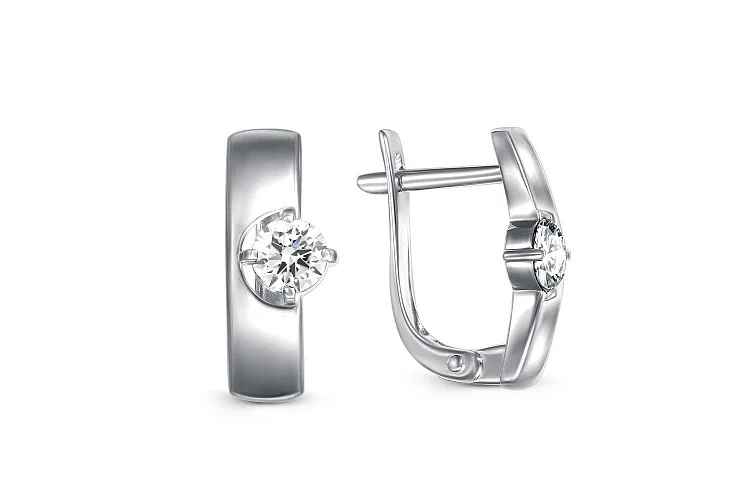 Серьги из белого золота с 2 бриллиантами