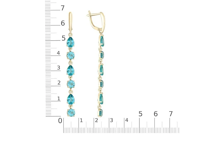 Серьги из жёлтого золота с 12 апатитами