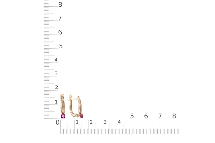 Серьги из красного золота с 2 рубинами