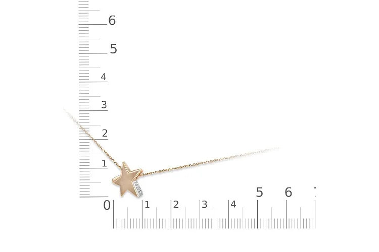 Колье Звезда из красного золота с 8 фианитами