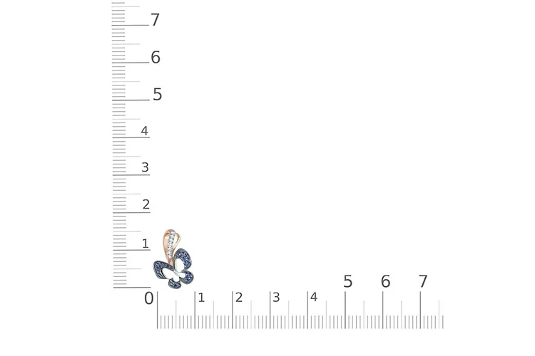 Подвеска Бабочка из красного золота с 7 бриллиантами и 26 сапфирами