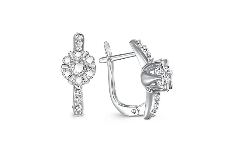 Серьги Малинки из белого золота с 26 бриллиантами