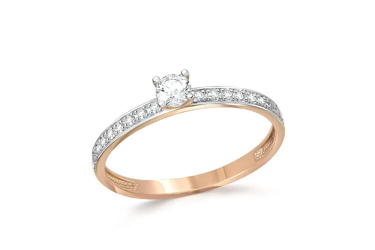 Кольцо Дорожка из красного золота с 19 фианитами