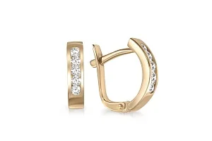 Серьги Дорожки из жёлтого золота с 10 бриллиантами