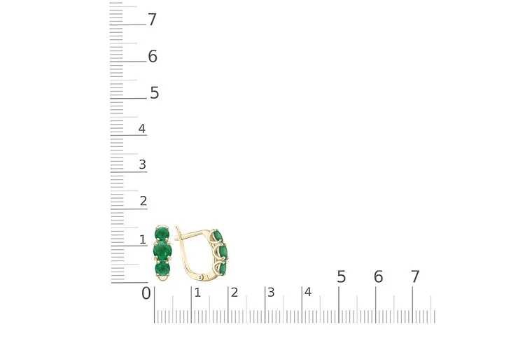 Серьги из жёлтого золота с 6 изумрудами