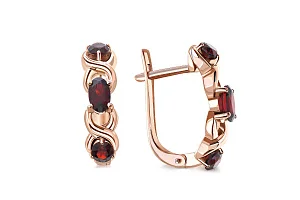 Серьги из красного золота с 6 гранатами