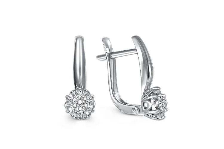Серьги Малинки из белого золота с 14 бриллиантами