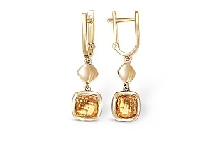 Серьги из жёлтого золота с 2 цитринами