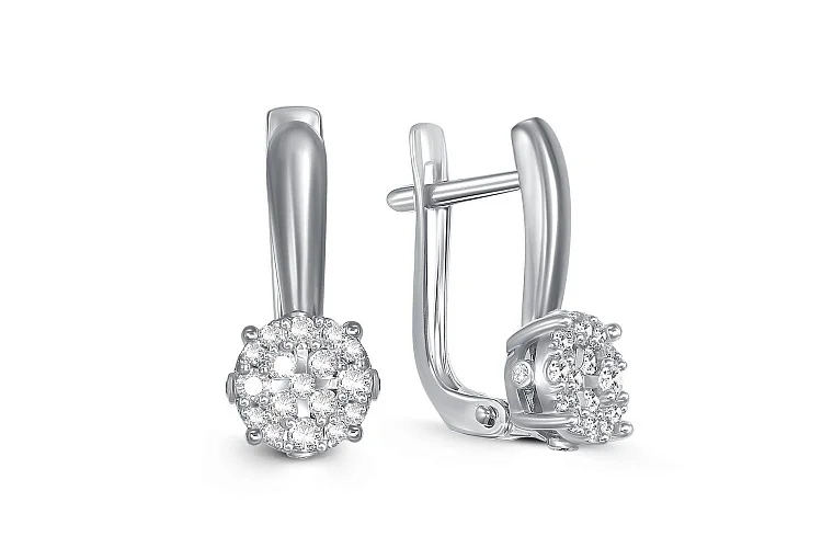 Серьги Малинки из белого золота с 40 бриллиантами