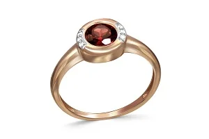 Кольцо из красного золота с гранатом и 6 фианитами