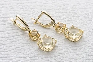 Серьги из жёлтого золота с 4 цитринами