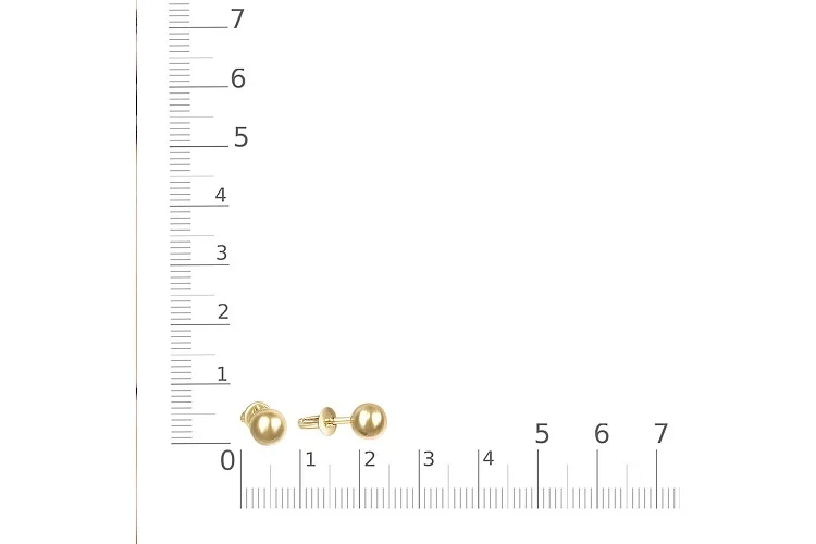 Серьги-пусеты Шары из жёлтого золота без вставок