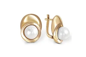 Серьги из жёлтого золота с 2 жемчужинами