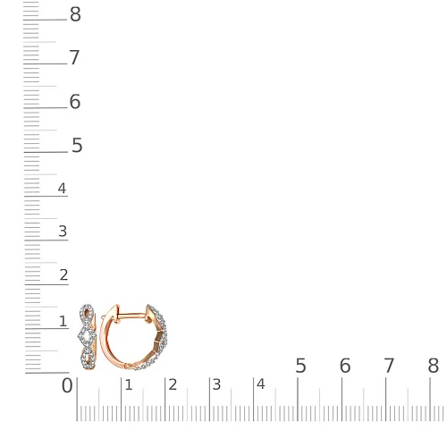 Серьги из красного золота с 54 фианитами