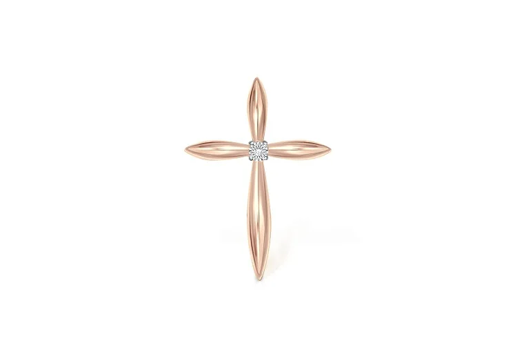 Крест из красного золота с бриллиантом