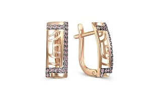 Серьги из красного золота с 42 фианитами