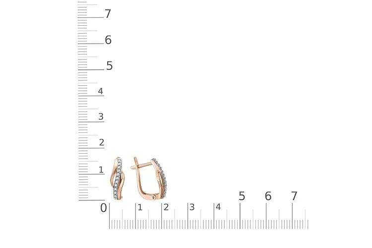 Серьги Дорожки из красного золота с 22 фианитами