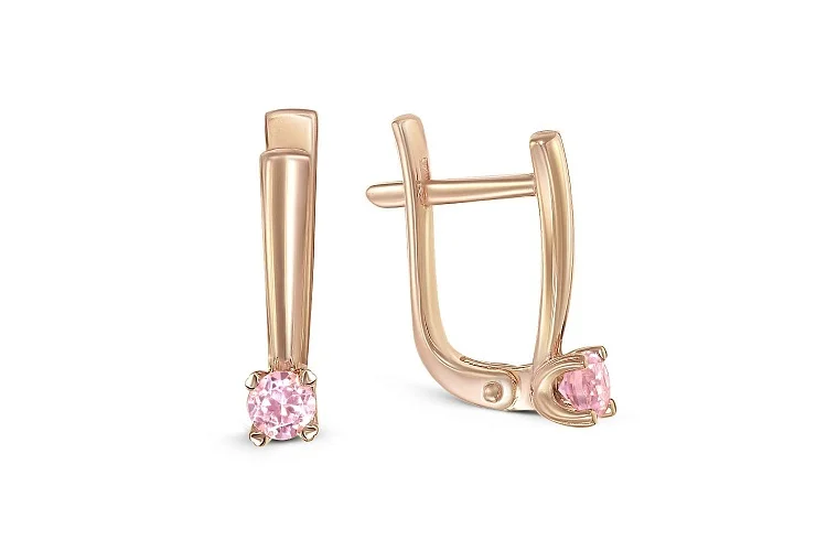 Серьги из красного золота с 2 ситаллами