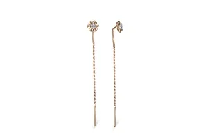 Серьги-продёвки Цветы из красного золота с 2 бриллиантами