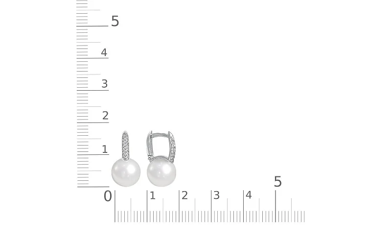 Серьги из белого золота с 2 жемчужинами и 44 бриллиантами