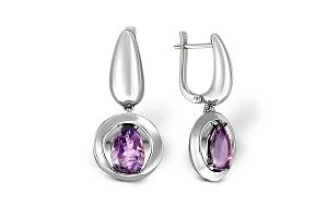Серьги из белого золота с 2 аметистами