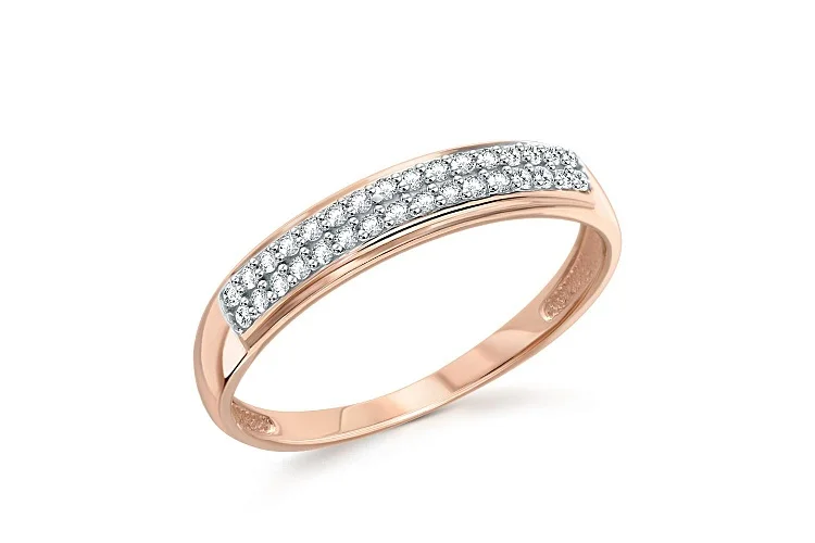 Кольцо Дорожка из красного золота с 32 фианитами