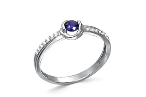 Кольцо из белого золота с сапфиром и 14 бриллиантами