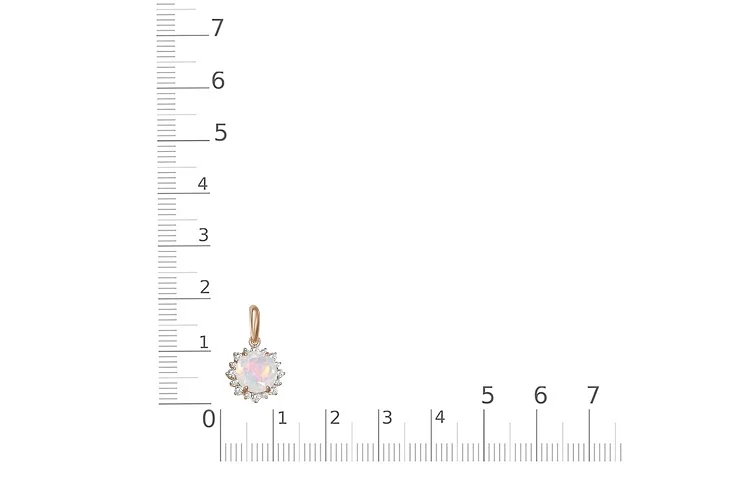 Подвеска Цветок из красного золота с опалом и 16 фианитами